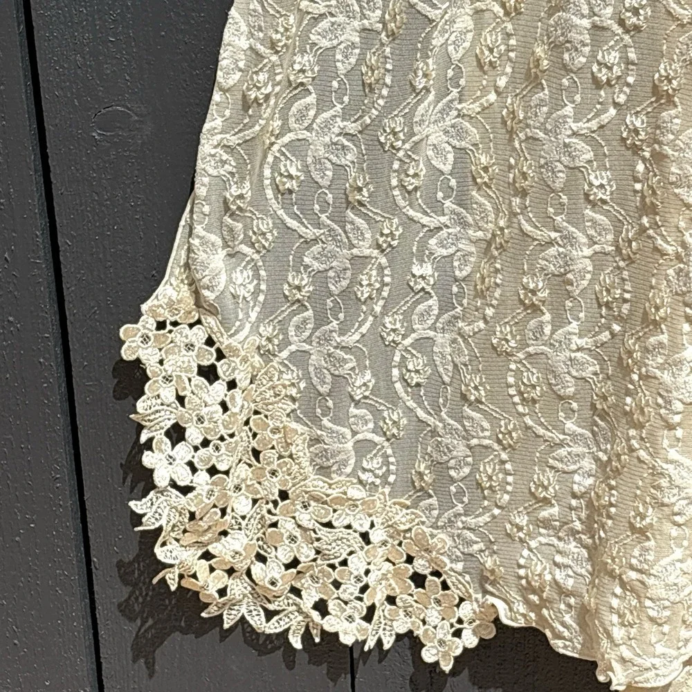 VTG Claire Pettibone Babydoll Fairy Lace Slip Nightgown Small Floral Sheer Bride